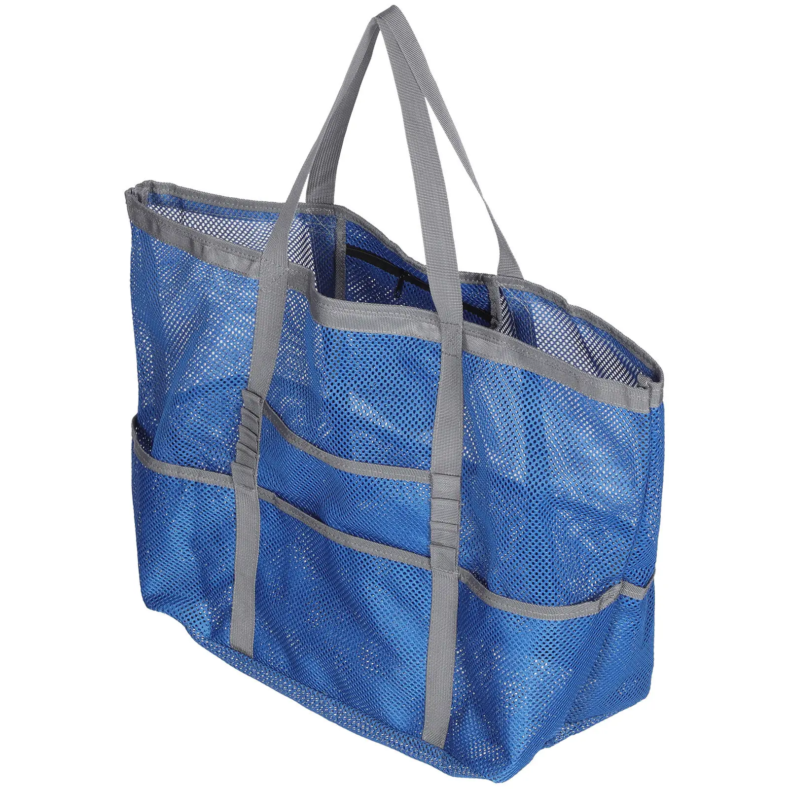 

Mesh Beach Tote Bag Large Capacity Portable Foldable Beach Bag for Swimming Pool Outdoor Vacation Family Trips Zipper Pocket