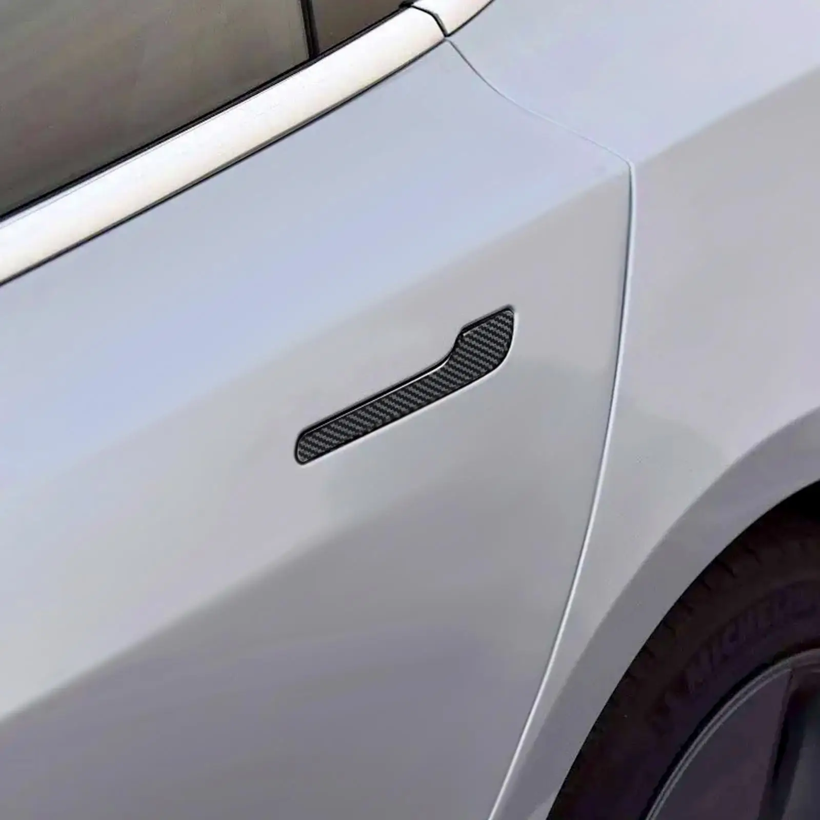 غطاء مقبض باب السيارة من ألياف الكربون غير اللامع المقاوم للخدش ، غطاء بلاستيكي مزخرف ، مناسب لتسلا ، 4 2.8