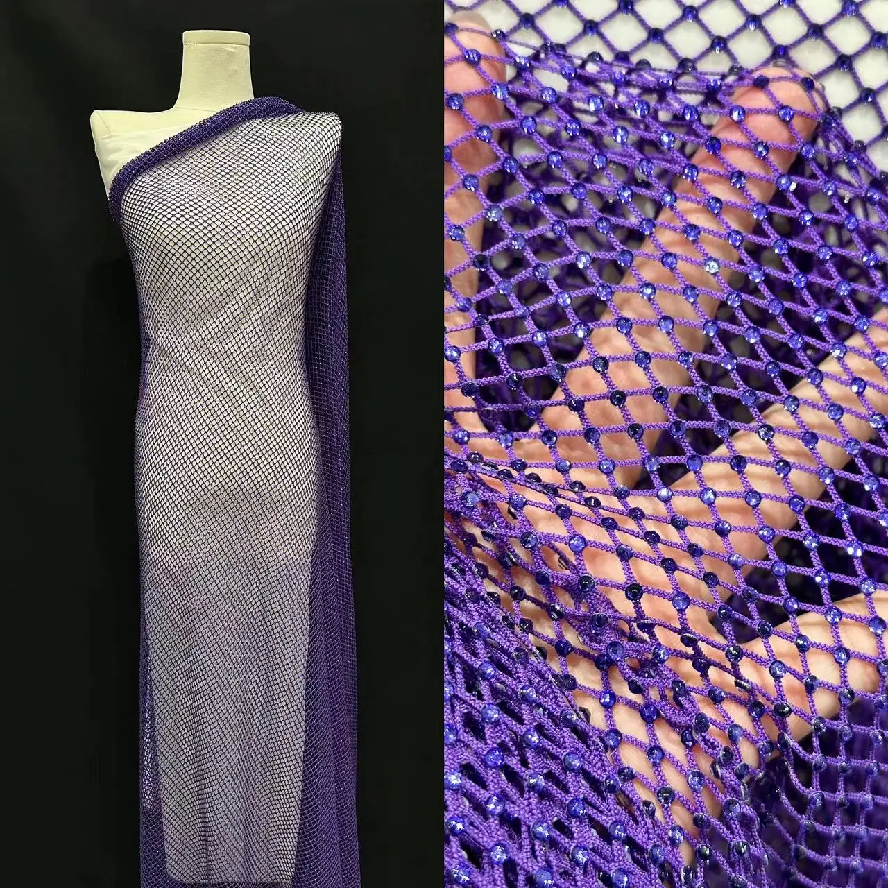 1 야드 나이지리아 비즈 레이스 패브릭 아프리카 수 놓은 두바이 새로운 2025 Tulle 레이스 직물 라인 석 KB0630 파티 드레스