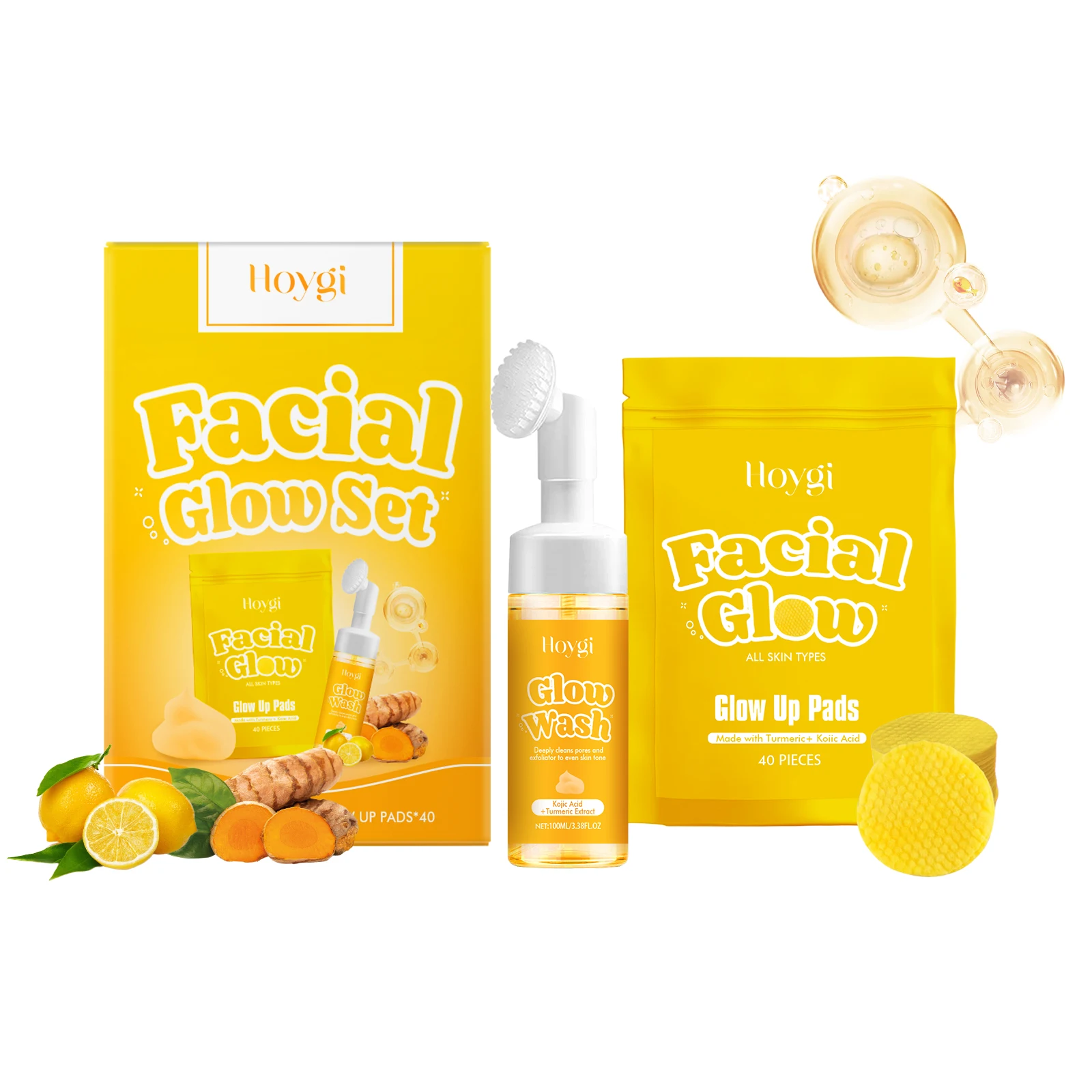 

Hoygi Turmeric Tender Cleansing Set Gently Cleanses Facial Skin And Improves Skin Quality 3pcs