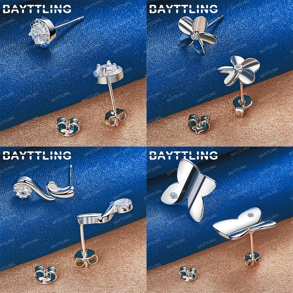 

Charm 925 Sterling Silver Delicate Flower Round Zirconia Earrings Women Gift Accessories Jewelry Luxury Wedding