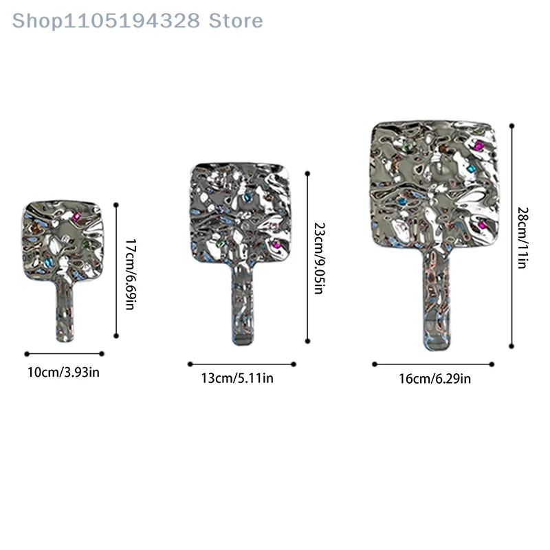 [MP] مرآة مربعة الشكل سائلة صغيرة محمولة باليد لسطح المكتب مرآة ماكياج التجميل للسفر مرآة تجميل معدنية محمولة لحقيبة اليد