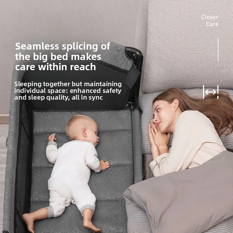 سرير أطفال قابل للطي مع طاولة حفاضات، سرير ربط لحديثي الولادة متعدد الوظائف، سرير هزاز، منتجات العناية بالرضع