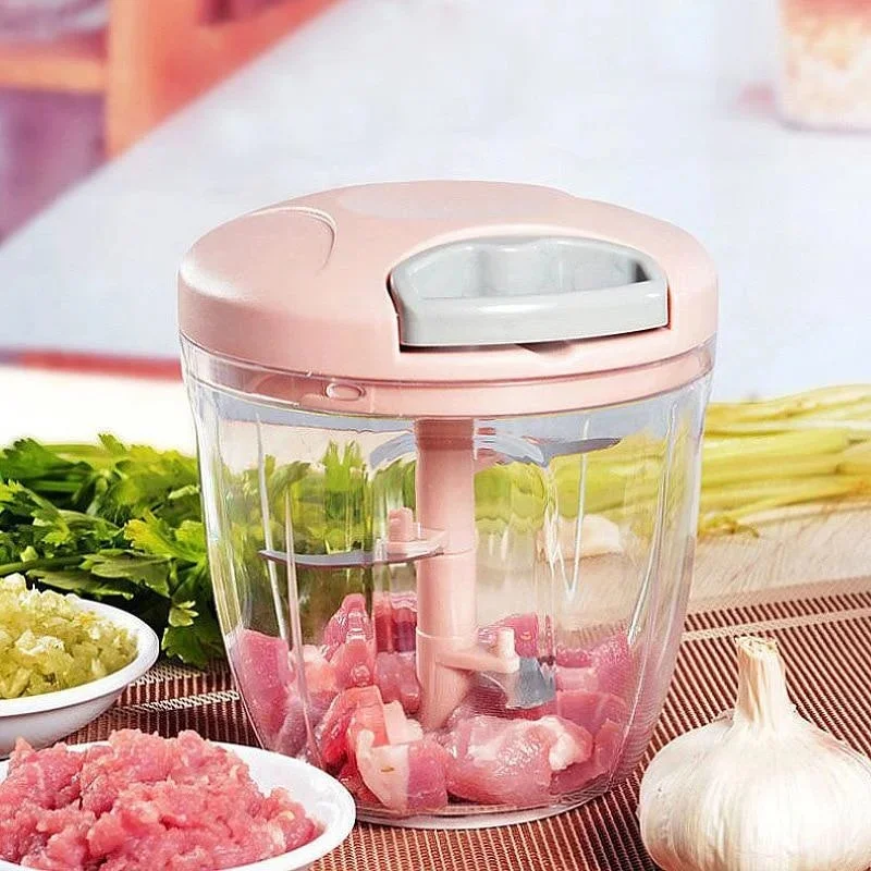 500/900ML Hand-Rotated Manual Food Chopper, Vegetable Onion Garlic Meat Mincer Kitchen Grinding Tool