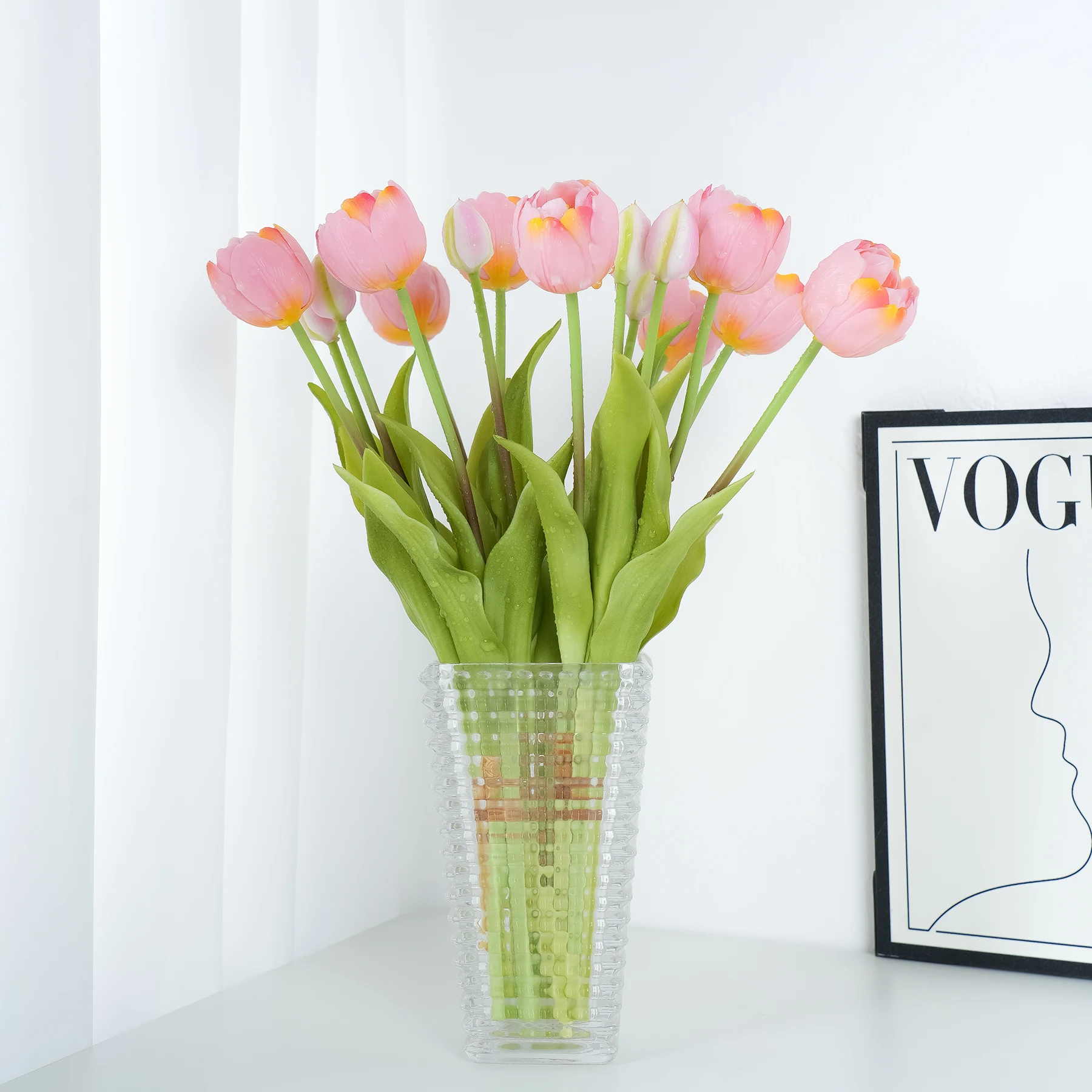 New Soft Glue Multi-Petal Tulip Artificial Flower Real Touch Bouquet 40cm Home Decoration Flower Living Room Floral Decoration