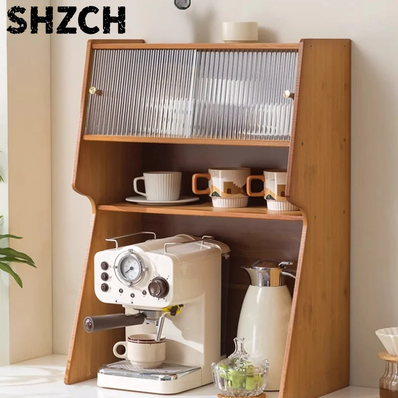 Coffee Bar Organizer Cabinet Countertop Station for Coffee Maker Kettle & Teapot Storage Space-Saving Beverage Center