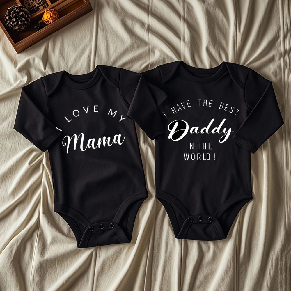 2025 1-24Months Spring Summer Baby Rompers Daddy Mama Letter Print Jumpsuits Infant Boy Girl Clothing