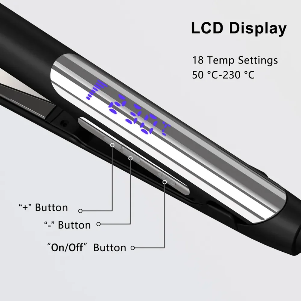 لوحة مرآة تيتانيوم ماكس 230 ℃ مكواة فرد الشعر الاحترافية وتجعيد الشعر 2 في 1، شاشة LCD متعددة الوظائف، حديد مسطح، تسخين PTC #2
