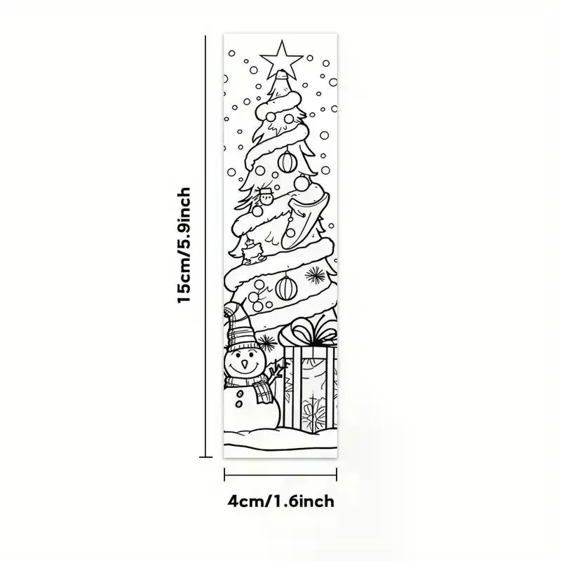 32Pcs Christmas Cartoon Bookmarks Minimalist DIY Line Filling Blank Bookmark Decorative Page Markers Gift For Book Lover