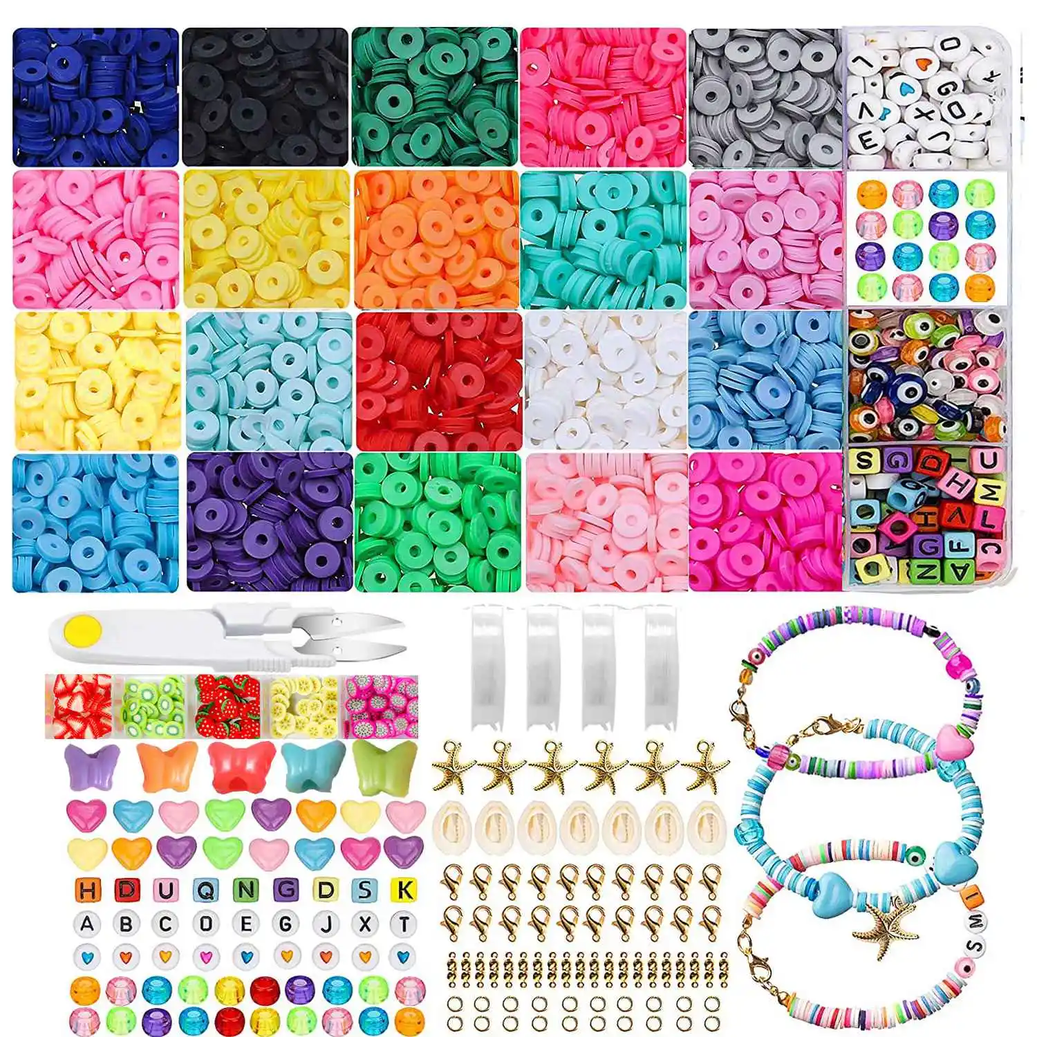 

Clay Beads for Bracelets, 5000 Pcs Heishi Beads, Flat Round Disk Spacer Beads Jewelry Making Kit for Bracelet DIY Kit