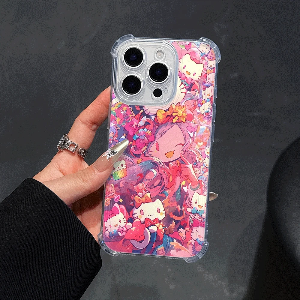 Casing Handphone Hello Kitty untuk iPhone 14 iPhone 16/15/14/13/12/11/x/xs/xs Max Casing Handphone Lembut untuk Perempuan Sanrio KT