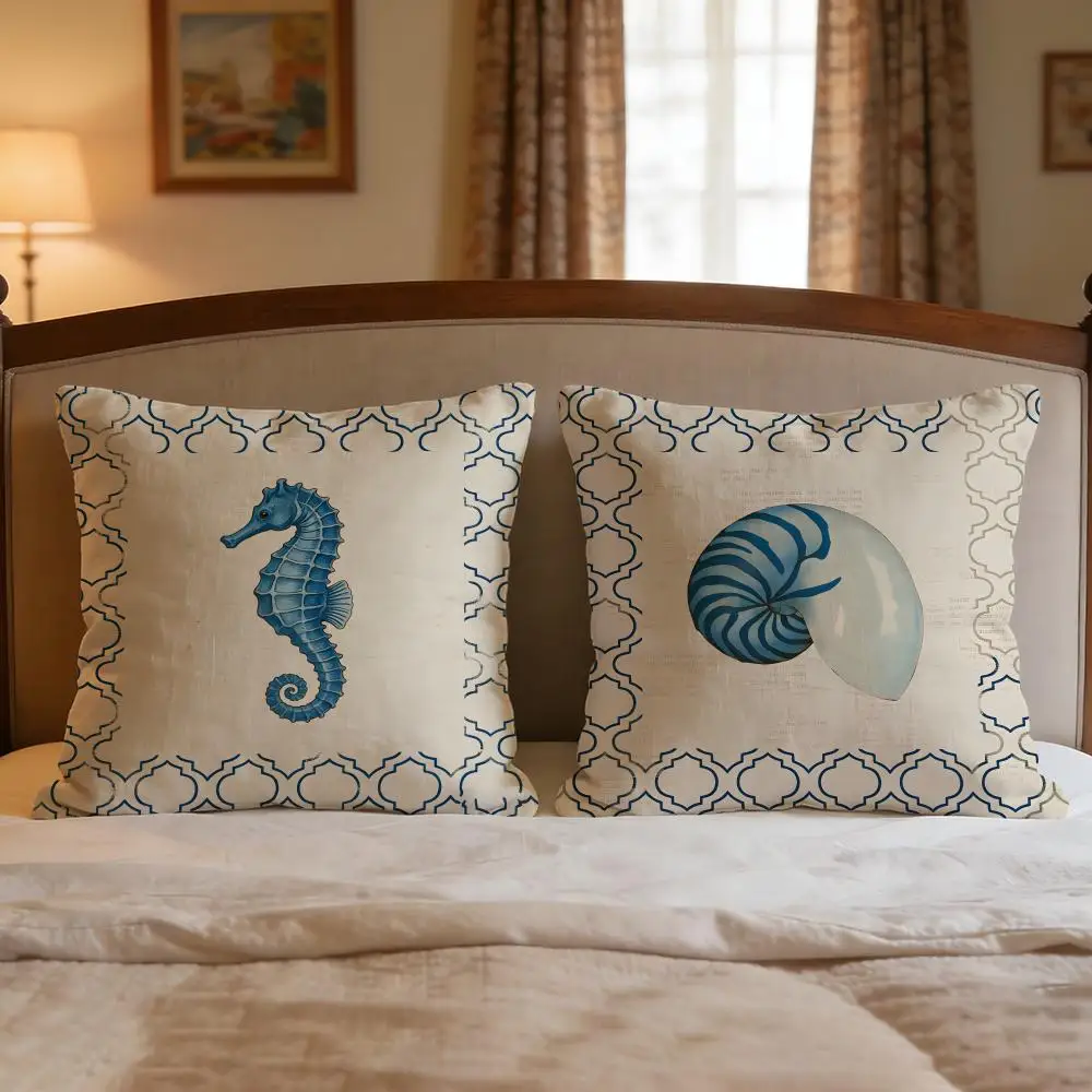 Pattern Conch Pattern Cushion Cover 4Pcs Decorative Covers Soft Cushion Case for Sofa Couch Decor 40x40 45x45 Pillowcases