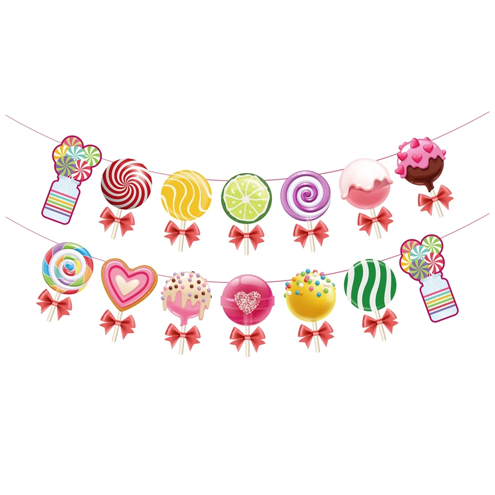 Candyland Party Decorations Set,Colorful Candyland Banner&Candy Themed Party Hanging Swirls Lollipop