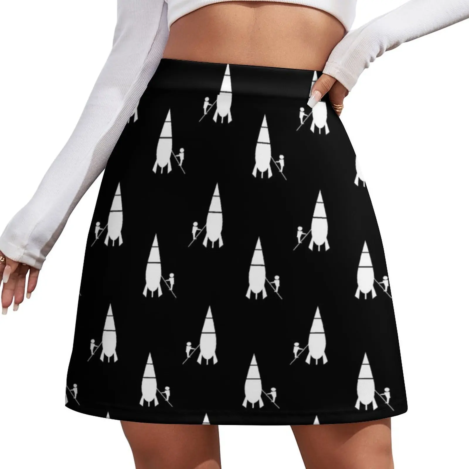 Rocket scientist wallpaper white on black Mini Skirt School skirt Short skirt woman