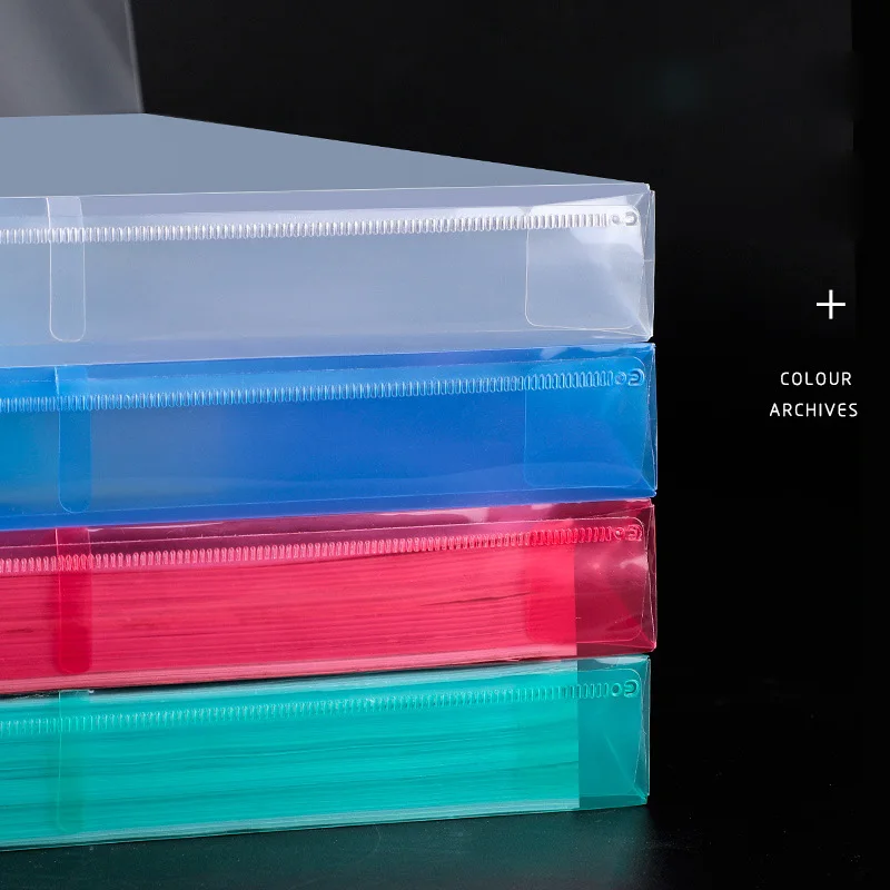 A4 Transparent Office File Bag Thickened Winding Storage Bag File Folders Portable Document Bag Vertical Style File Organizer