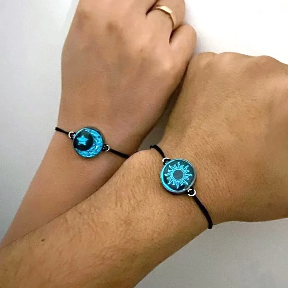 Trendy New Luminous Sun and Moon Matching bracciale per donna uomo Vintage Charm Friends Paried Wristband Jewelry Gifts pulseras