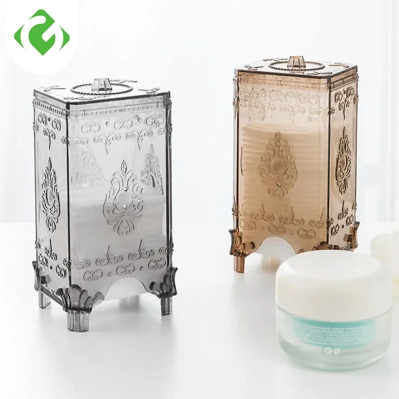 Transparent Japan Style Storage Box Jar Makeup Removable Cotton Organizer Cotton Pad Holder Cotton Swab Box Qtip Holder Dispense