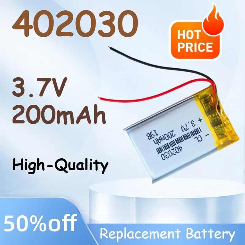 402030 200mAh 3.7V Lithium Polymer Battery for Smart Bracelet Voice Recorder GPS Tablet PC Pet Training Tool Webcam Cell