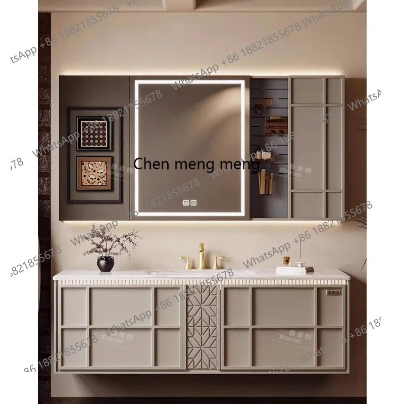 

Designer high-end custom French oak double basin bathroom cabinet wash hand washbasin cabinet