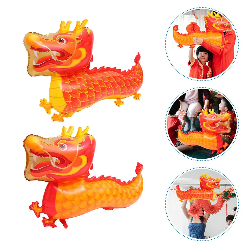 

2Pcs Large Dragon Balloons Chinese New Year Balloon Decoration Spring Festival Party Props Aluminum Foil Cartoon Balloon
