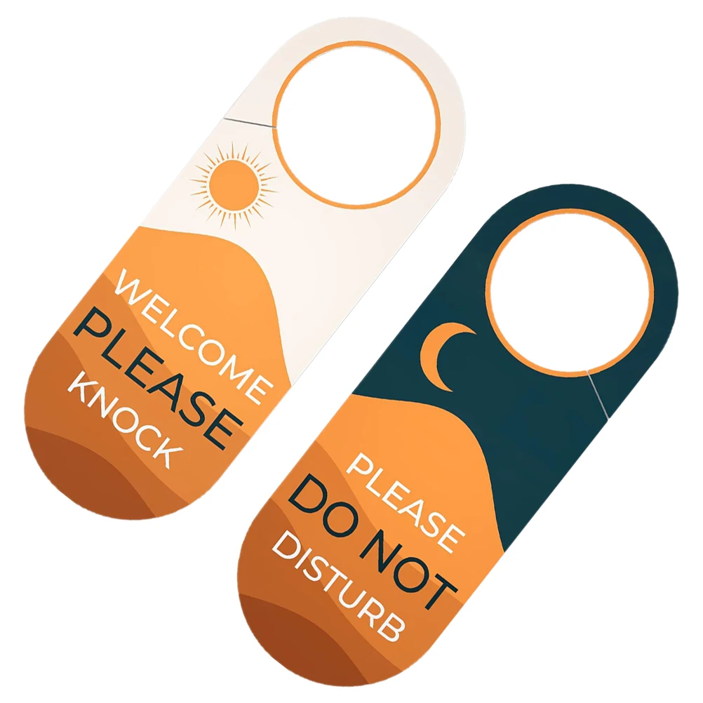 2 Pcs Double Door Handle Tag Office Meet Copper Sheet Knock Conference Room Sign