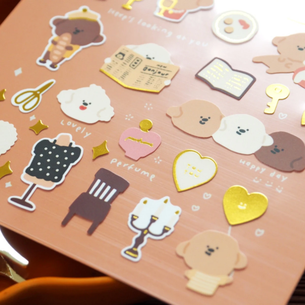 BONITO adhesivo de papel dorado para álbum de recortes, BONITO, Original, de importación coreana, regalo de diario, papelería