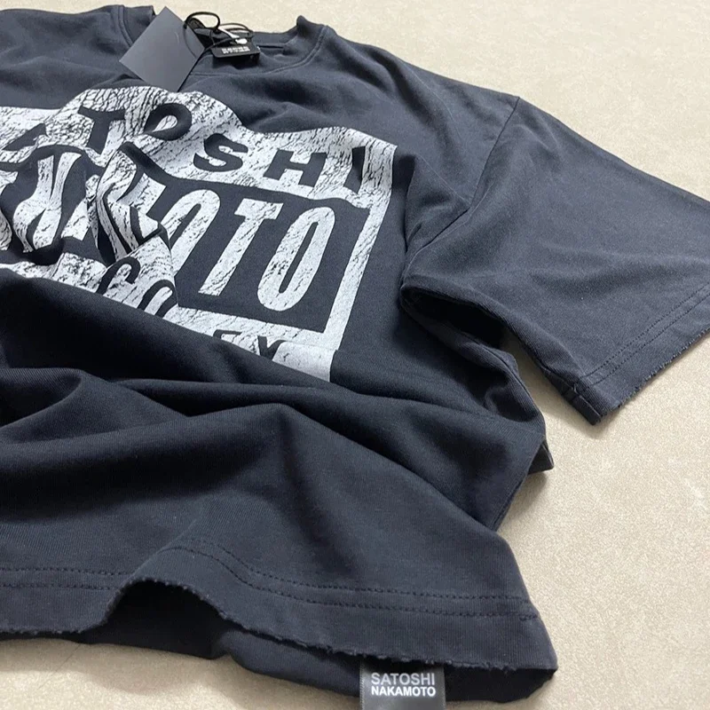 Hole O-Neck T shirt Satoshi Outdoor Street Short Sleeve Men Women Breathable Best Quality Retro Tee