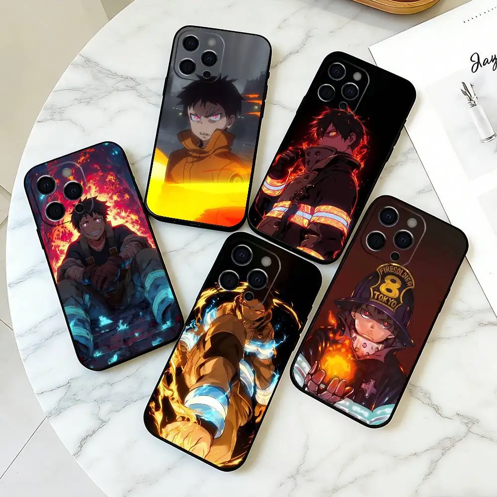 

F-Fire Officer S-Shinra K-Kusakabe Phone Case For iPhone 17,16,15,14,13,12,11 Plus,Pro Max,XS,Soft Silicone Black Cover