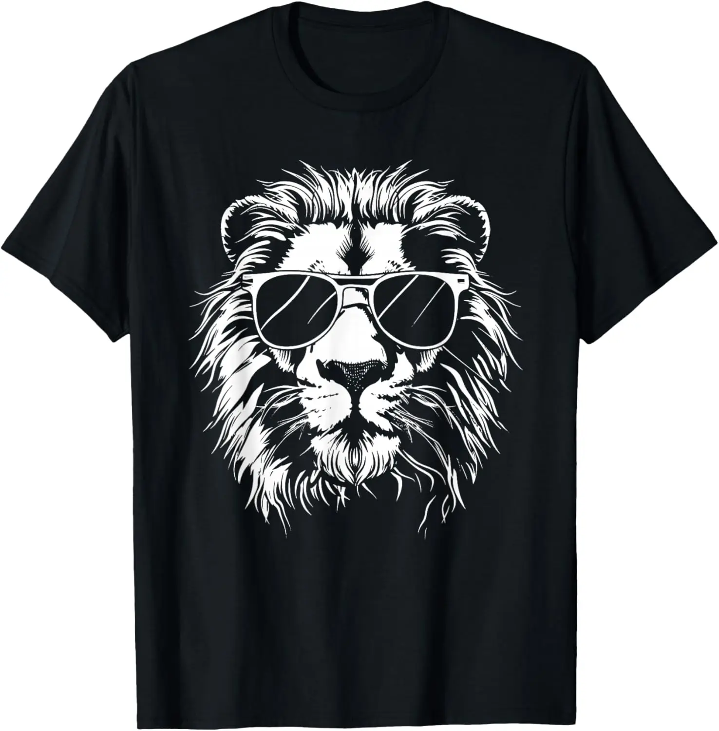 Lion Sunglasses Graphic Tee T-Shirt For Men Women Teens Kids Cool Animal Tees