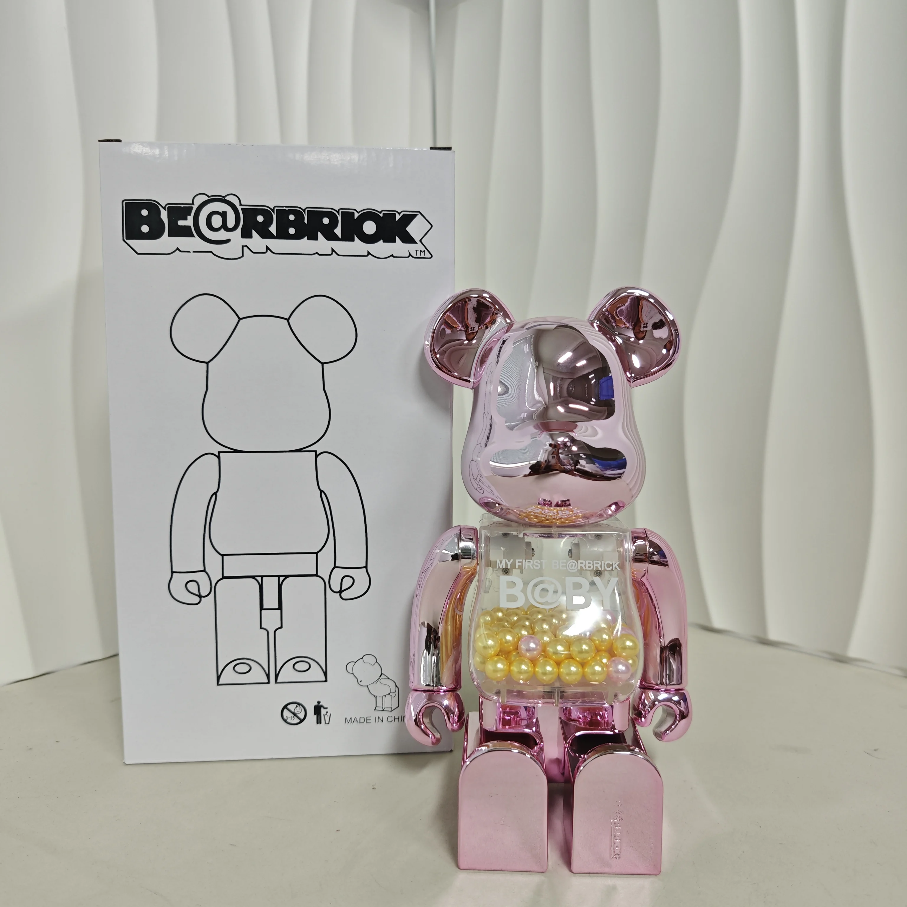 Figur Dekorasi Meja Bearbick 400% Electroplating Pink Qianqiu Tinggi 28cm, Sendi Dapat Diputar, Boneka Hadiah