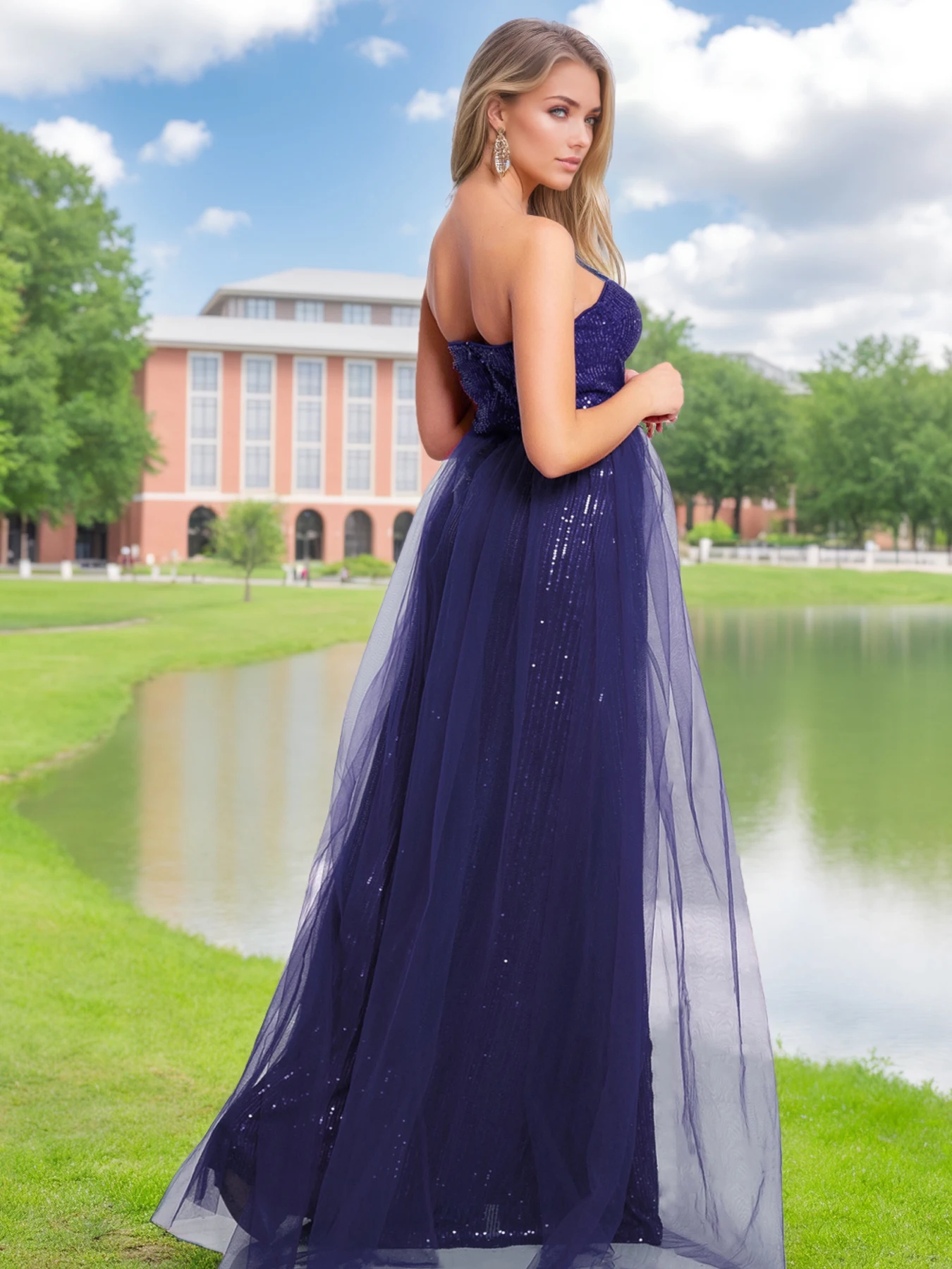 فستان Romagic مثير بدون حمالات بدون أكمام لحفلات أعياد الميلاد فستان الأميرة مطرز بدون ظهر شبكي لحفلات الكوكتيل والحفلات الراقصة 2025