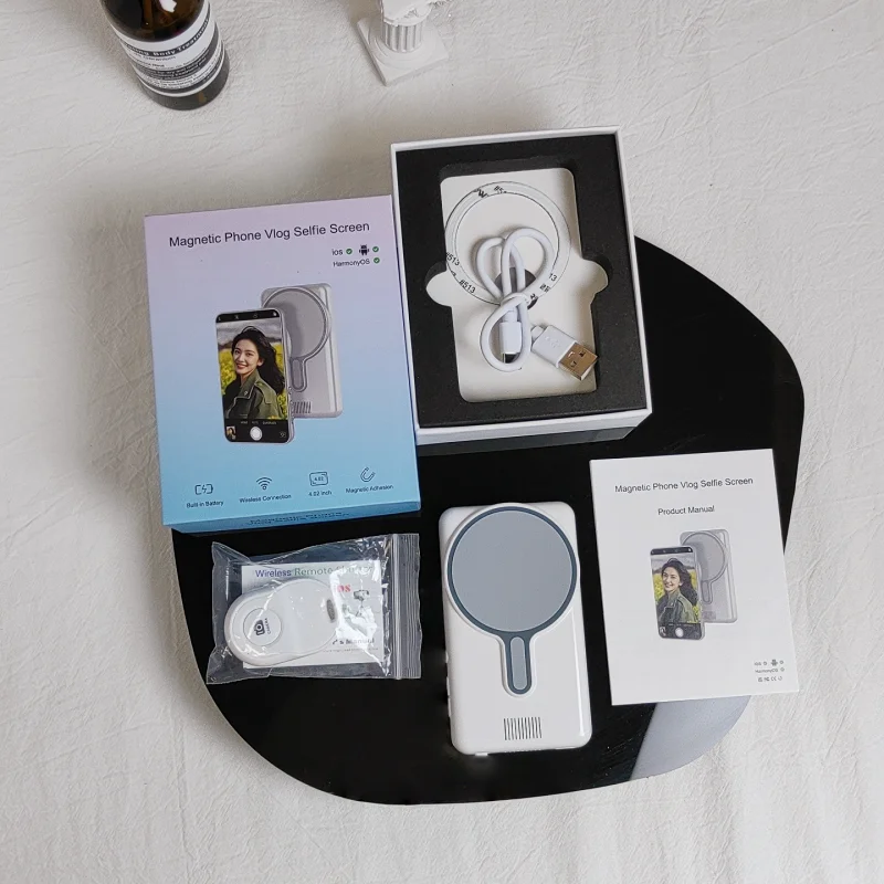 2025 Updated iPhone and Android Smart Magnetic Wireless Phone Vlog Selfie Monitor Screen ETG-X40A