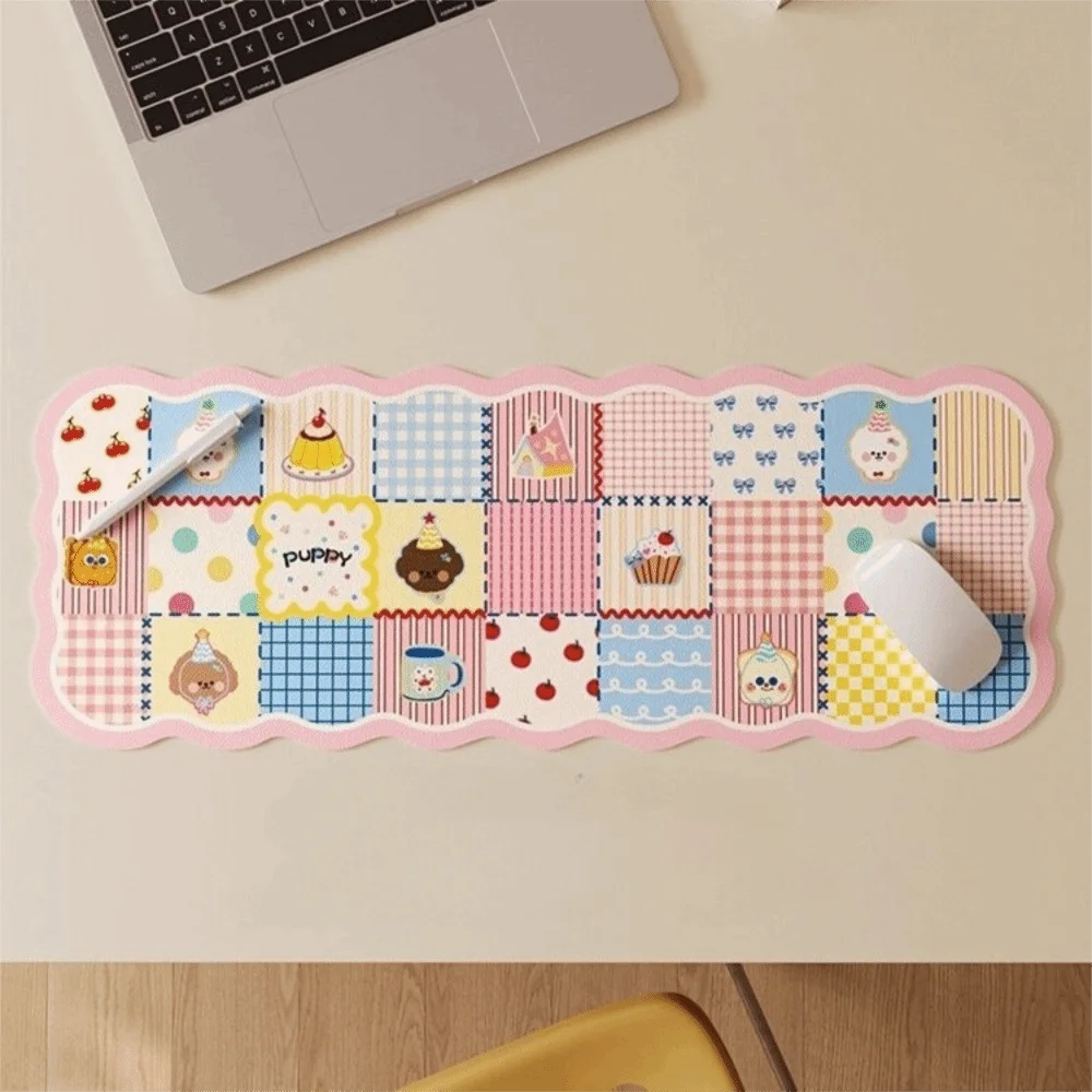 Table Mat Extra Large Mouse Pad Plaid Pattern Non Slip Computer Desk Mat Thickened PVC Keyboard Pad Dormitory Use