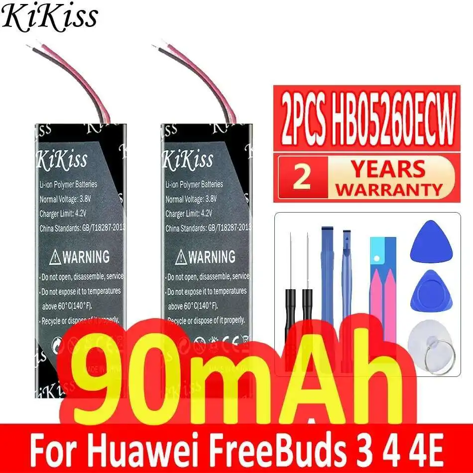 

Аккумулятор для наушников, быстрая зарядка 90 мАч для Huawei Freebuds 3 Freebuds 4 4E, Bluetooth наушники HB05260ECW, 2 шт., долговечный аккумулятор
