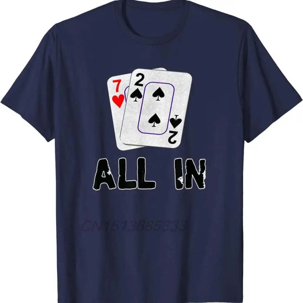 Seven Deuce All in Texas Hold Em Shove 7 2 Funny Poker Men T-shirts Binary Tree Coding Computer Programmer Man Cotton Tee Shirts