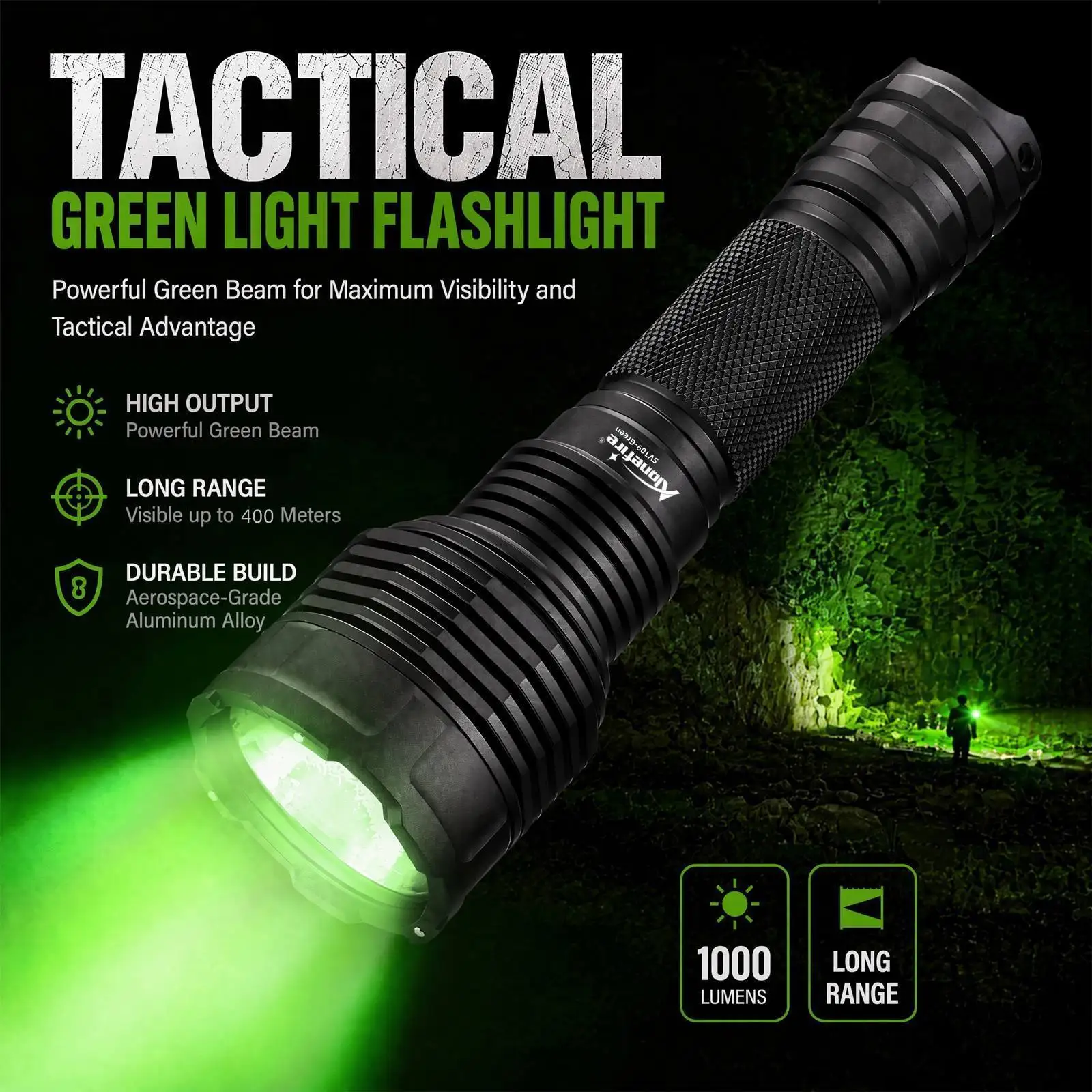 10w-1000lm-sv109-green-hunting-light-rechargeable-led-flashlight-with-2modes-green-light-for-fishing-hunting-night-observation