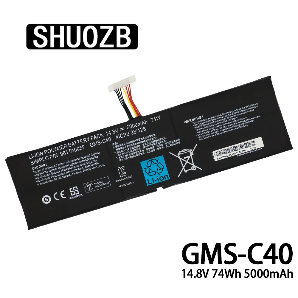 

SHUOZB Новый GMS-C40 для Razer Blade Pro 17 2013 Pro 17 2015 RZ09-0117 RZ09-0099 RZ09- 00991101 РЗ09- 00991102 14,8 В 74 Втч 5000 мАч