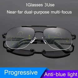 Smart Progressive Reading Glasses Men Women Far and near dual-use Sun multi-focus Presbyopia Eyewear Anti-Blue Ray High Quality