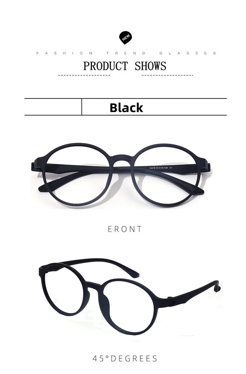 Neue Retro Mode Ultraleicht TR90 Weiche und Bequeme Runde Lesebrille für Frauen Mann Anti Blau Licht Presbyopie Brille – Detail 5
