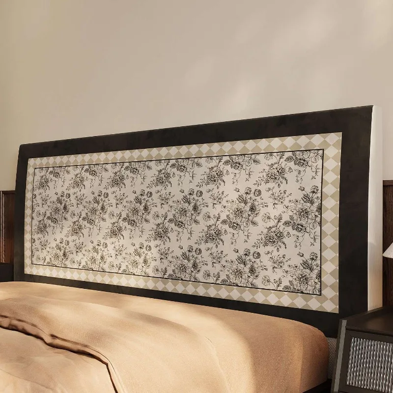 New Bedroom Headboard Fabric Slipcover, French Full Wrap Soft Backrest Dust Proof Protective Cover, Decorative Concealment Cover