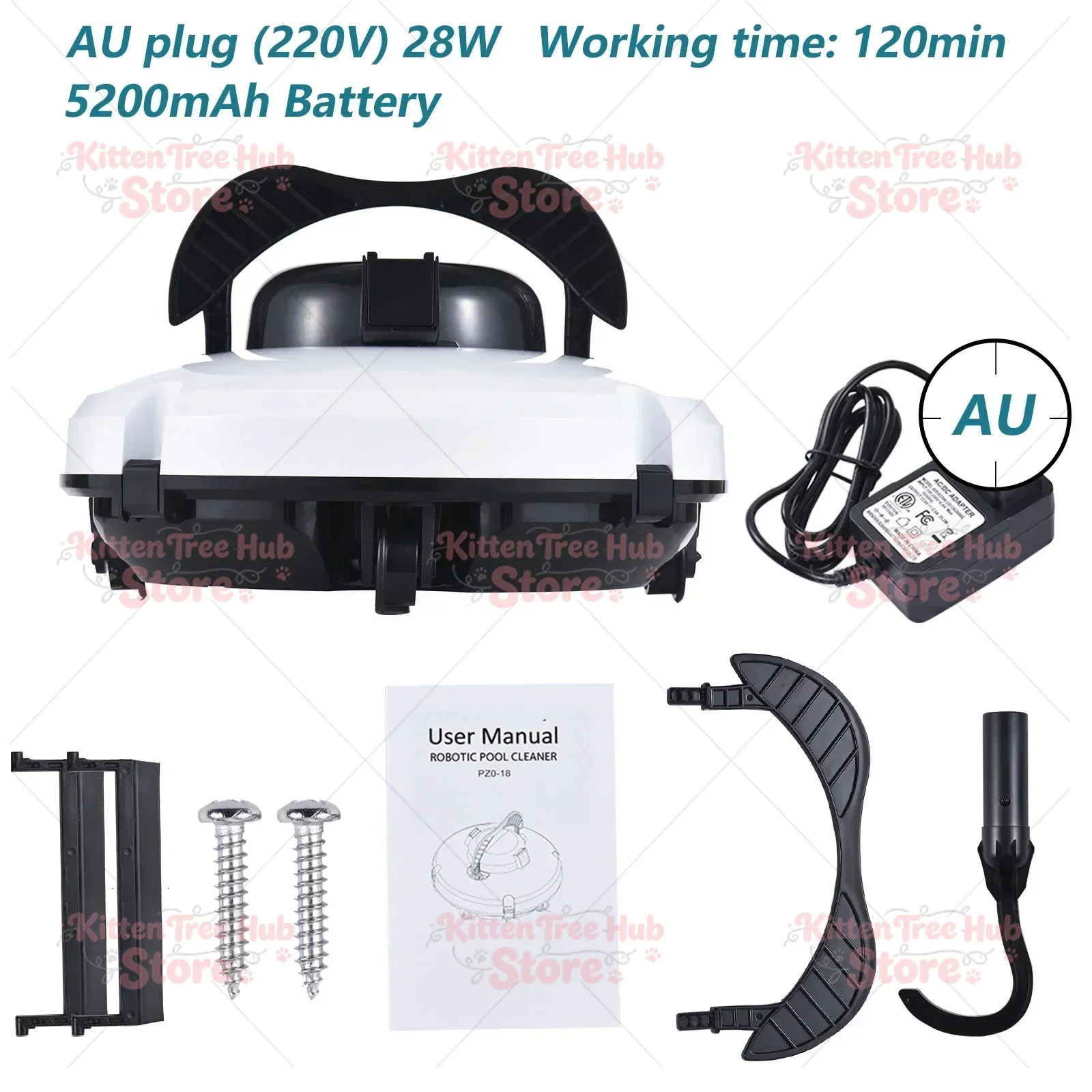30W Cordless Robotic Pool Cleaner with Powerful Suction and Cleaning Brush Automatic Pool Vacuum for Inground Swimming Pool