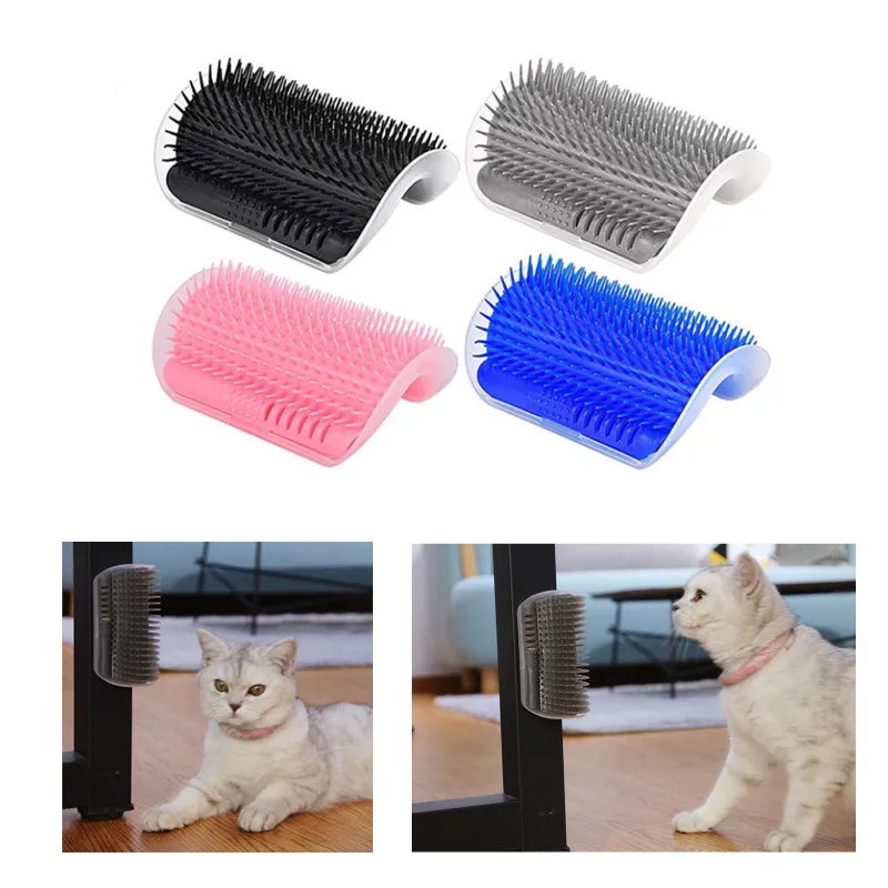 Pet Brush Comb Play Cat Toy Softer Cat Self Groomer Massage Comb with  Cat Face Scratcher for Kitten Puppy Cat Accessories