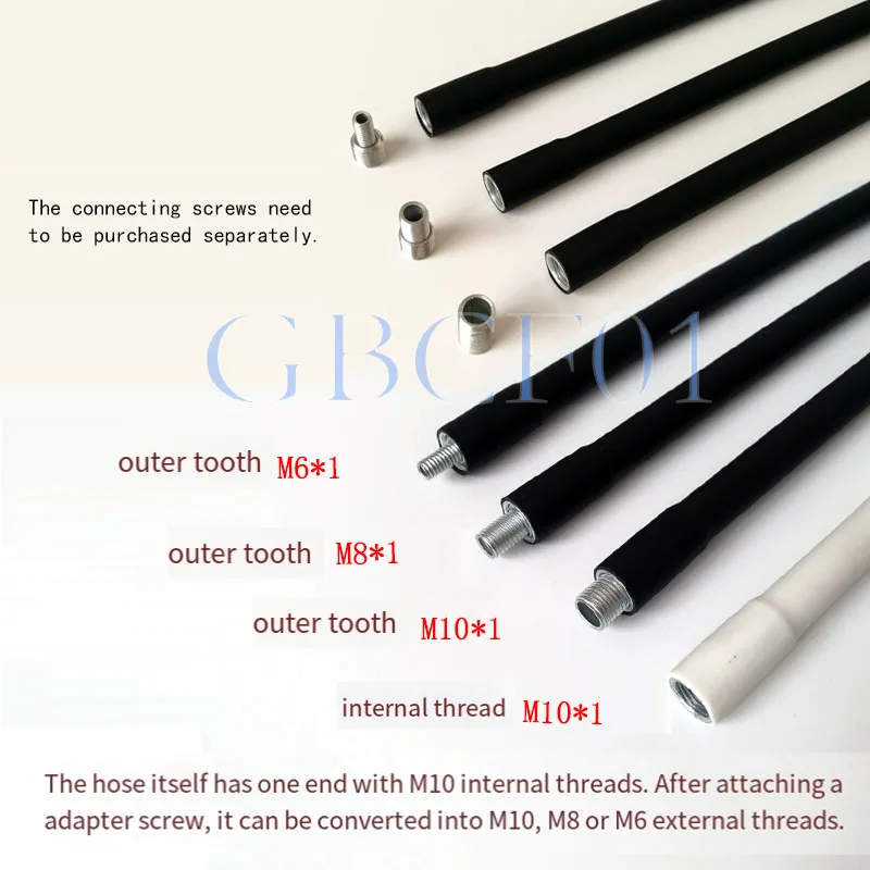 Dia14mm led Flexible DIY M14x200-500mm Male+Female Black Metal Hose Universal Soft Pipe Silicone coated Metal Serpentine Tubes