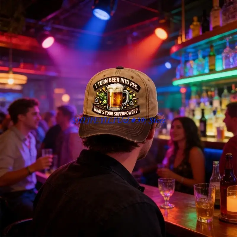 E21F Novelty Beverage Cap Cotton Baseball Hat For Women Men Night Club Gatherings And Daily Use Party Entertaining Headwear