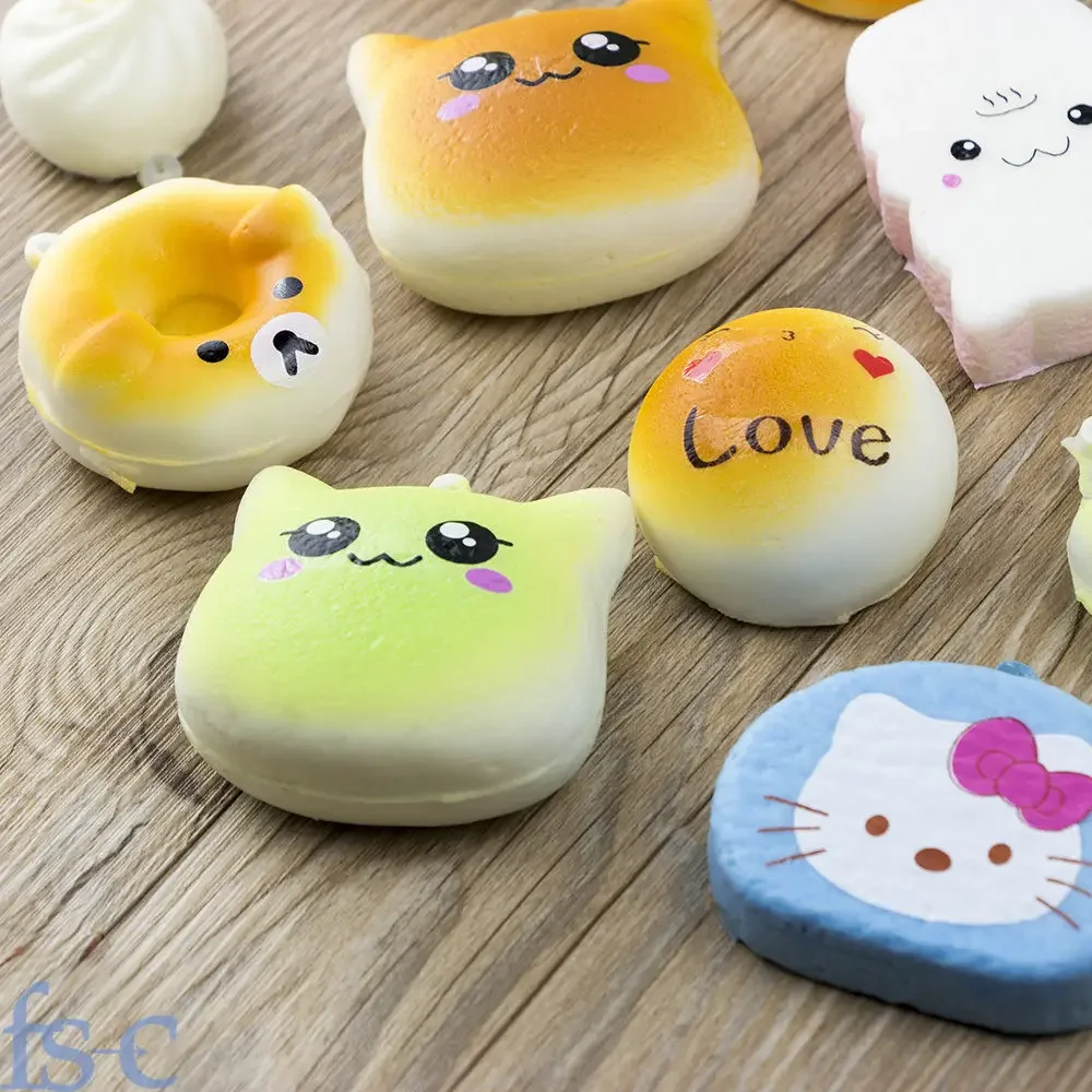 30Pcs Jumbo Medium Mini Random Squishy Soft Panda/Bread/Cake/Buns Phone Straps simulation bread