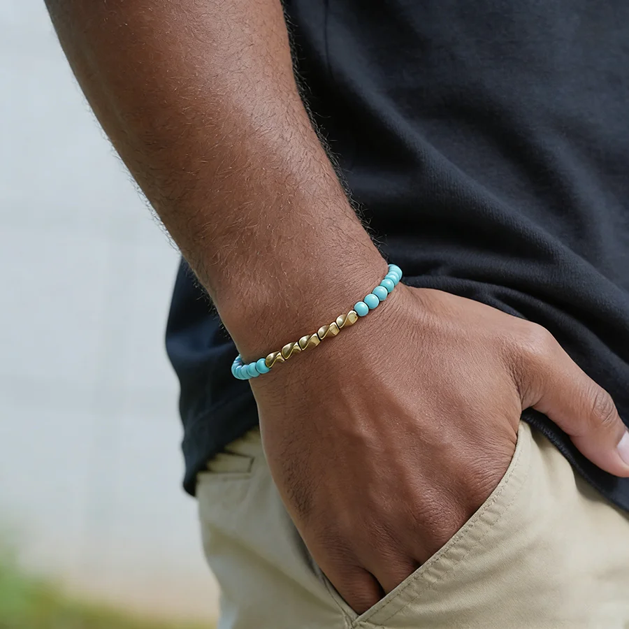 Simple 4mm Stone Beads Energy Bracelet Unisex Golden Beaded 9 Styles Available Casual Healing Braslet Yoga Couple Gift Jewelry