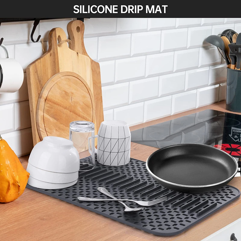 1PC New Silicone Drainage Pad Drying Pad Tableware Drainage Pad Kitchen Tableware Anti Slip Pad Heat-Resistant Coaster