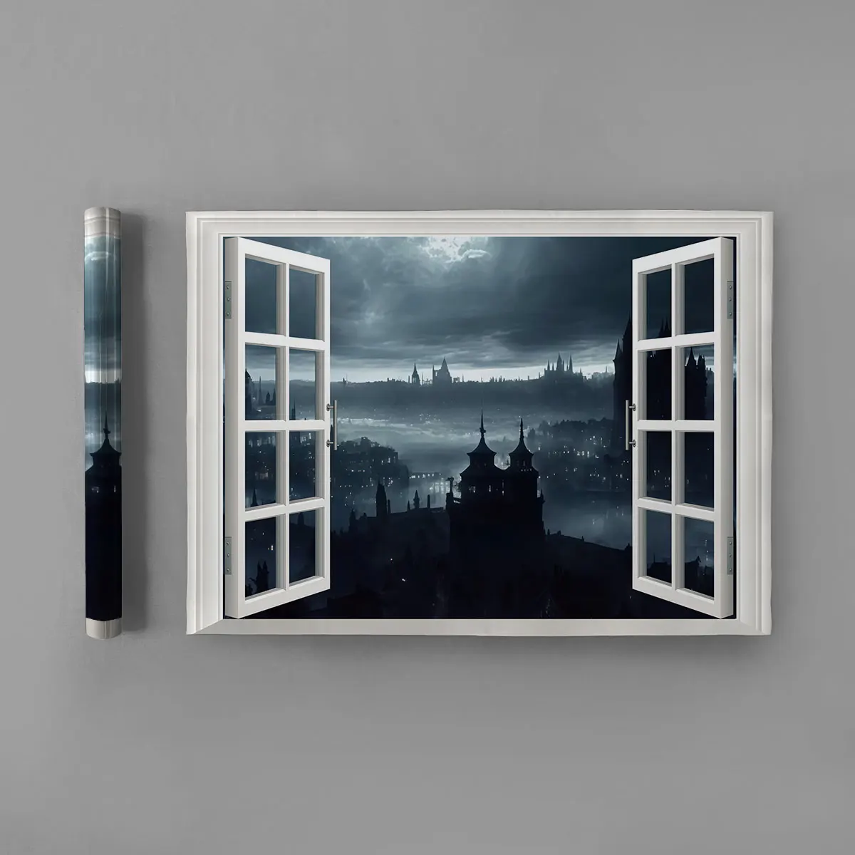Halloween PVC Wall Sticker Dark Castle Night Scene Self-adhesive Waterproof Removable Horror Wall Decor for Home