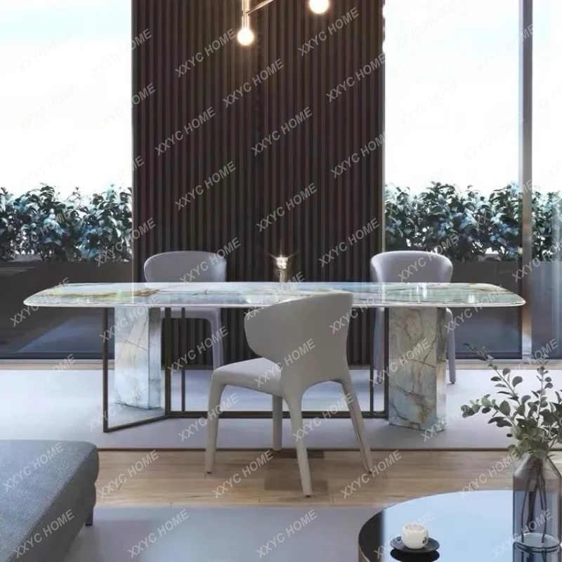 

L Minimalist Marble Rock Plate Dining Table Modern casual Light Luxury Eating Table Rectangular