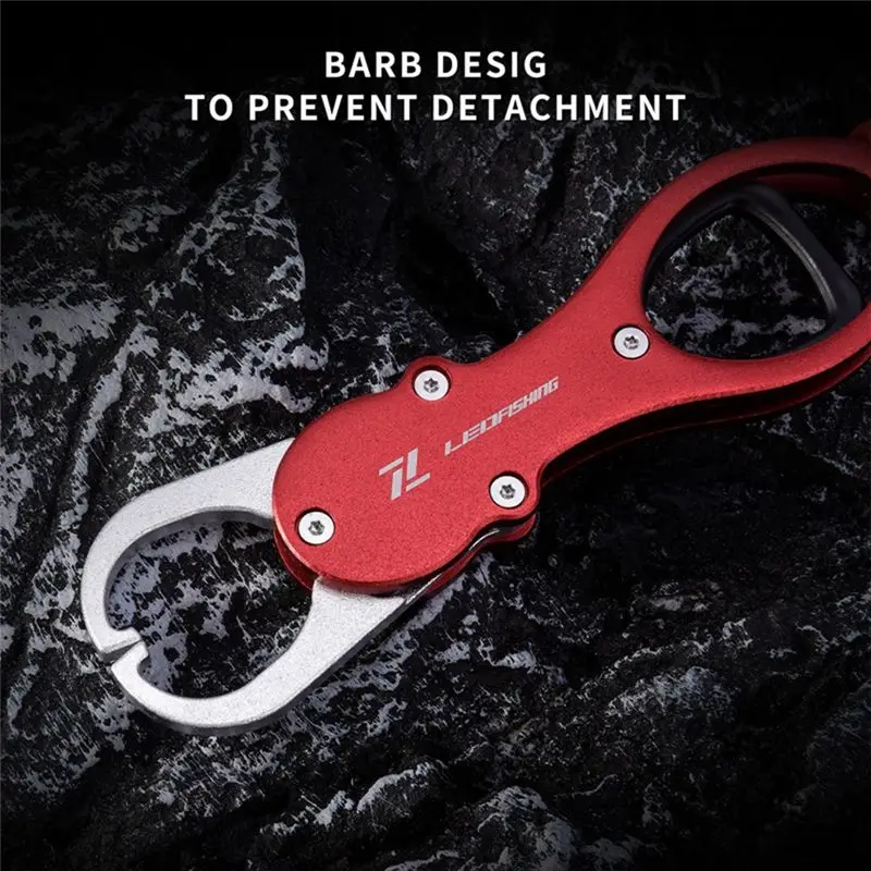 جهاز التحكم في الأسماك Luya من سبائك الألومنيوم Oct.22 مع مقياس الوزن لصيد الأسماك البحرية ومشبك شفاه السمكة غير قابل للانزلاق، أحمر